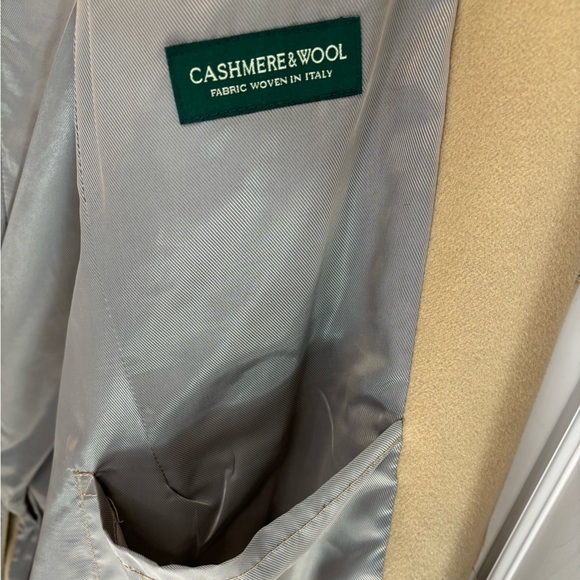 MENS LAUREN RALPH LAUREN CASHMERE & WOOL LONG BUTTON DOWN TRENCH COAT, TAN - Picture 10 of 15